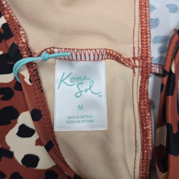 Leopard Print High Neck Keyhole Tankini Top | Kona Sol | Medium (8/10) - Picture 9 of 10